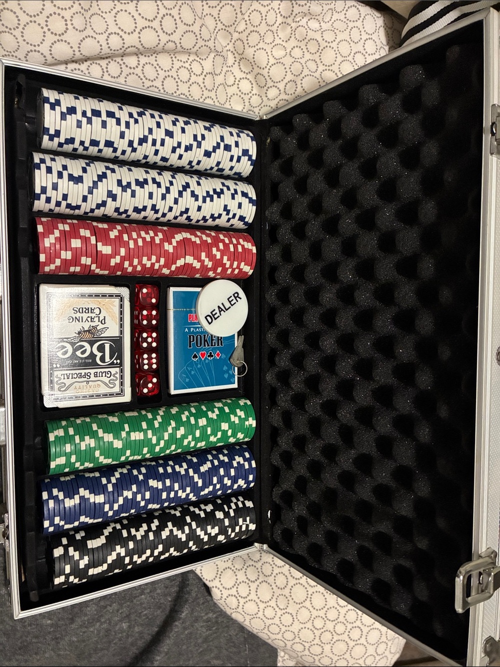 Professional Poker Chip Set with Red, Blue, Green, Black Chips